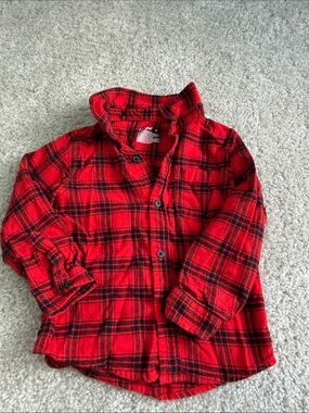 Cat & Jack Red and Black Plaid Button-Down Shirt